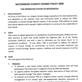 Federate State of Micronesia Nationwide Climate Change Policy