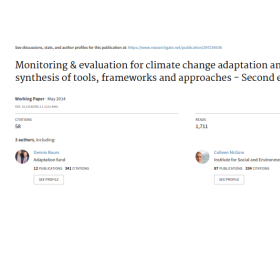 Monitoring & evaluation for climate change adaptation: A synthesis of tools, frameworks and approaches